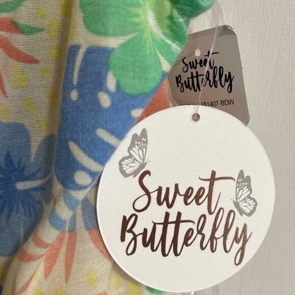 Sweet Butterfly Maxi Dress Youth Girls L 14/16 Floral Ruffle Cap Sleeve High Low - Picture 3 of 5